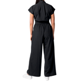 Women's Wide Leg Scrub Jumpsuit With Front Tucks