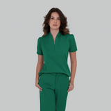 Women's Y-zip Collar Scrub Top