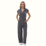 Women's Wide Leg SCcrub Jumpsuit With Front Tucks