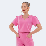 Women's V-Neck with Details Slim Fit Scrub Top