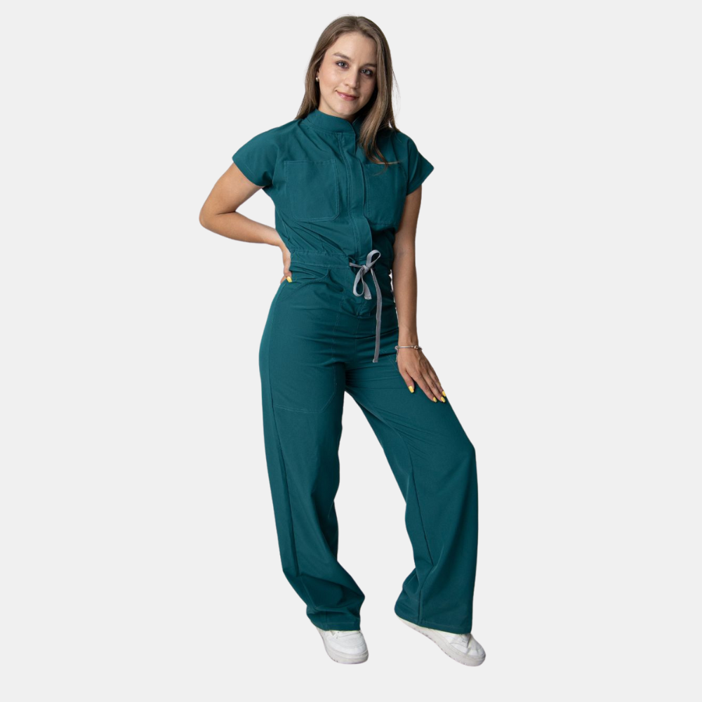 Women's Four Pockets Contrasting Drawstring Flared Cut Jumpsuit