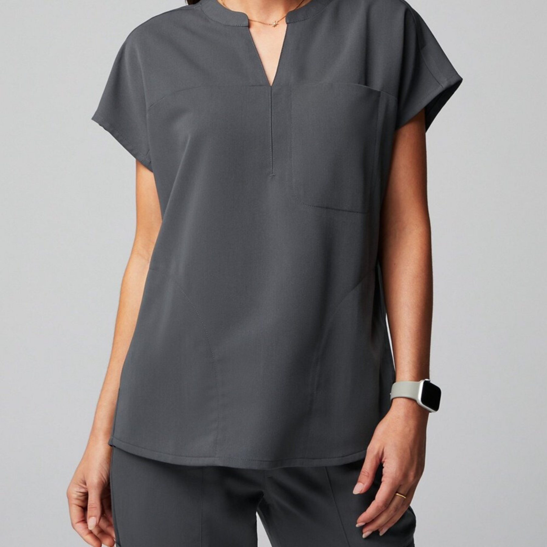 V-neck Three Pockets Scrub Top