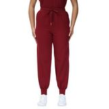 Barbara Eight-Pocket Jogger Scrub Pants with adjustable drawcord and vibrant drawstring.