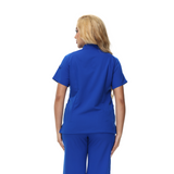 Alison Four-Pocket Scrub Top with mandarin collar and functional design.