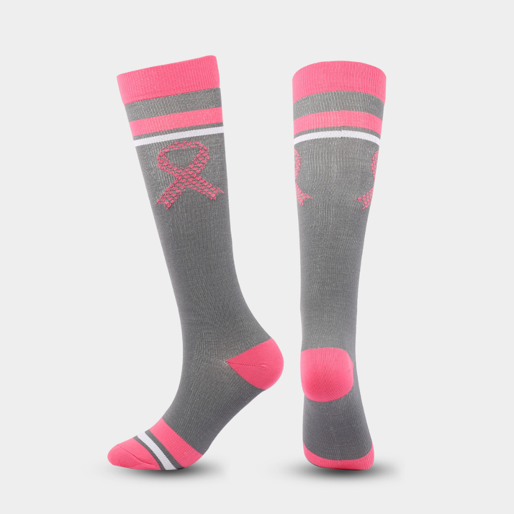 Pink Ribbon Knitted Compression Socks