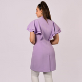 Women's Removable Sleeves Layered Ruffle Details Lab Coat