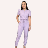 Women's Priest Collar Jabour Detail Sleeves Scrub Top