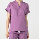 Banded Collar Scrub Top