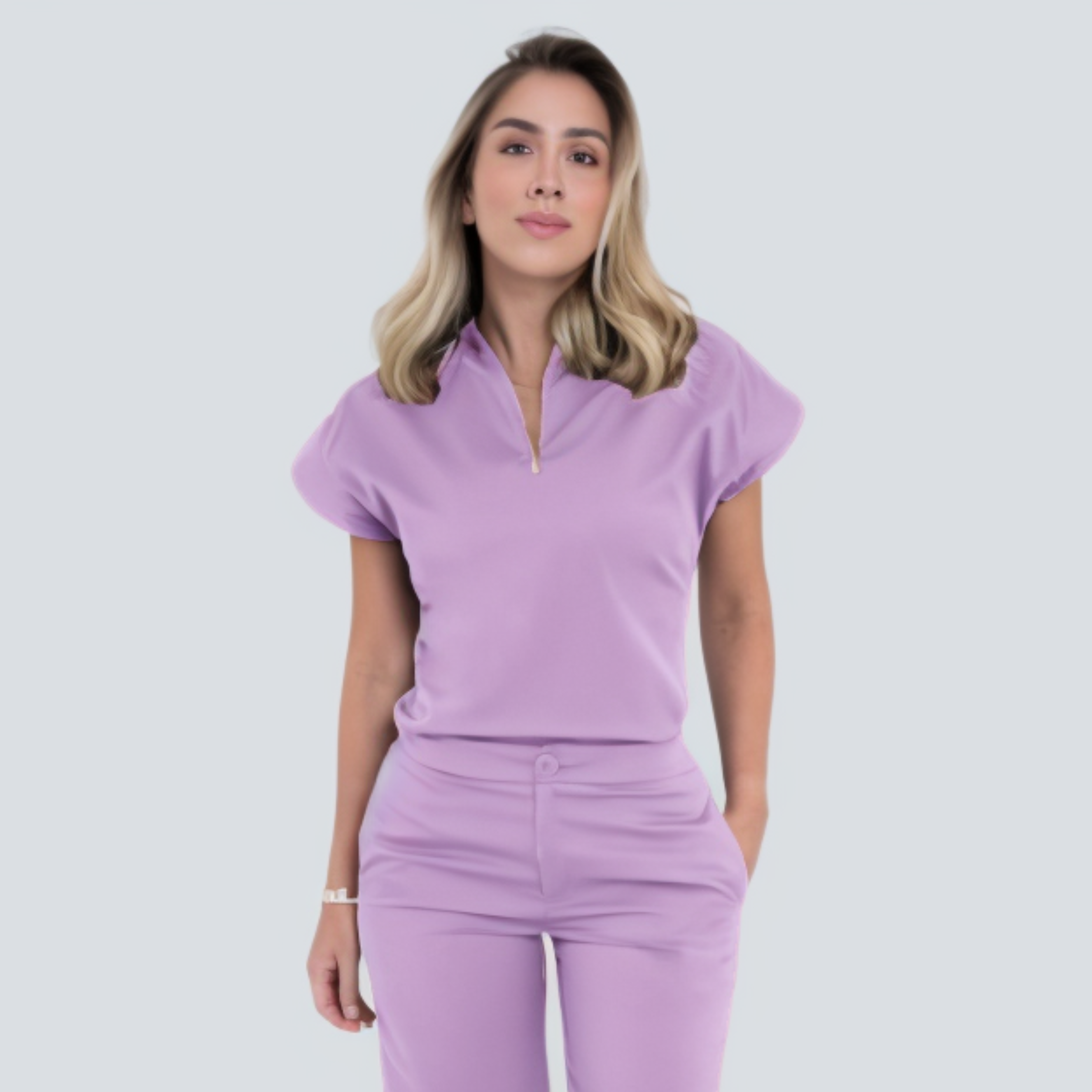 Zip-Neck Japanese Sleeves Scrub Top