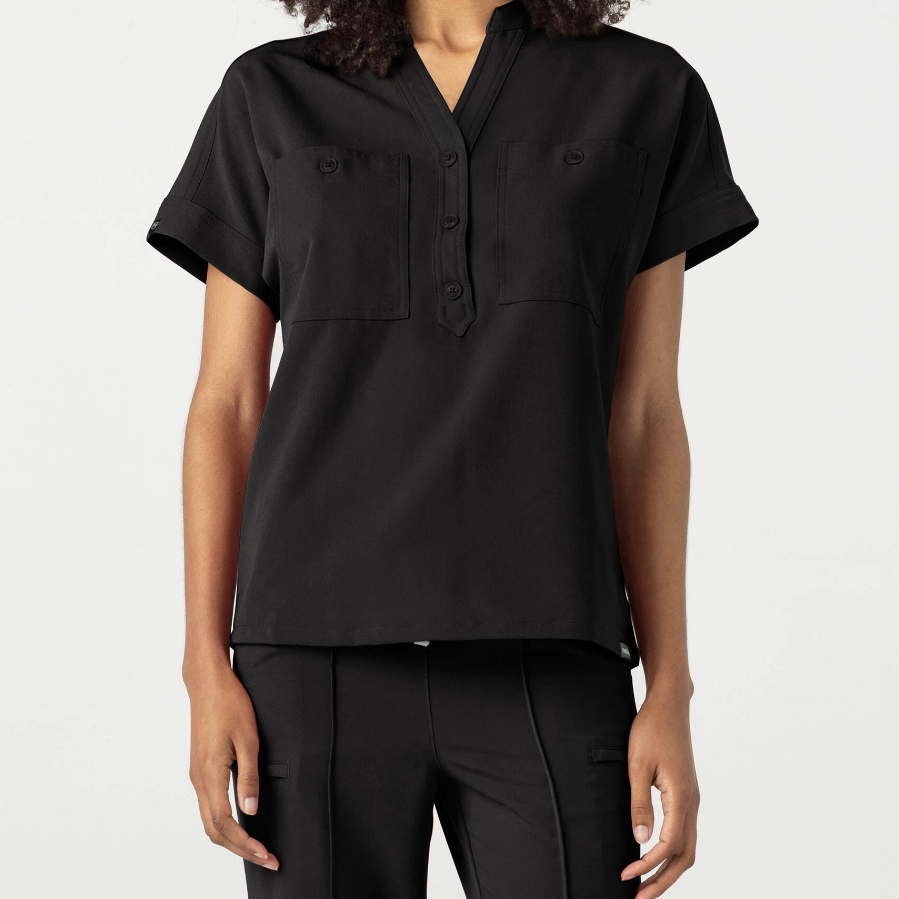 Banded Collar Scrub Top