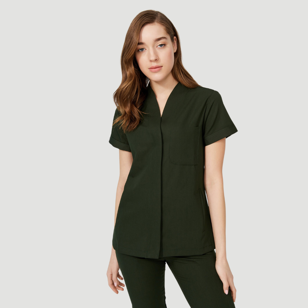 Women's Mostra Collar Two Side Pockets Scrub Top