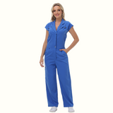 Women's Wide Leg SCcrub Jumpsuit With Front Tucks