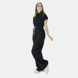 Women's Four Pockets Contrasting Drawstring Flared Cut Jumpsuit