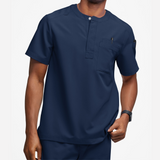 Men's 4-Pocket Short Sleeve Henley Scrub Top