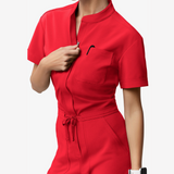 Women's Six Pockets Short Sleeves Jumpsuit