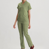 Banded Collar Scrub Top