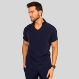 Men's Slim Fit Scrub Top with Differentiated Collar