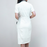 Women's Seven Pockets Mandarin Collar Scrub Dress