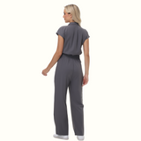 Women's Wide Leg SCcrub Jumpsuit With Front Tucks