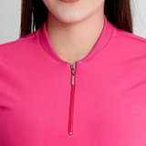 Women's Simple Zip Collar Scrub Top