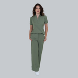 Women's Y-zip Collar Scrub Top