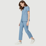 Women's Granded Collar Two Hiden Bag Pockets Scrub Top