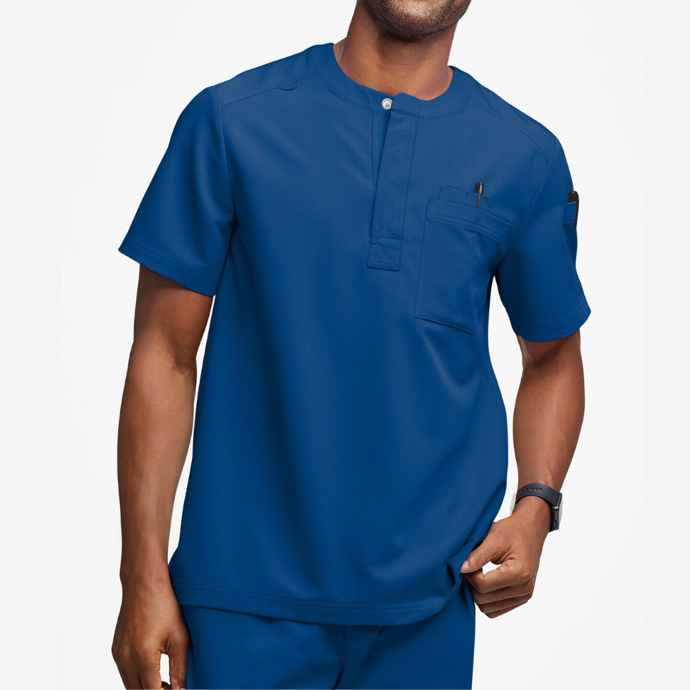 Men's 4-Pocket Short Sleeve Henley Scrub Top