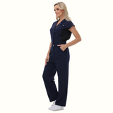 Women's Wide Leg SCcrub Jumpsuit With Front Tucks