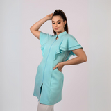 Women's Removable Sleeves Layered Ruffle Details Lab Coat