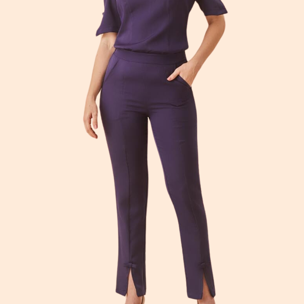 Women's Slit Trousers with Bow Tie Scrub Pant