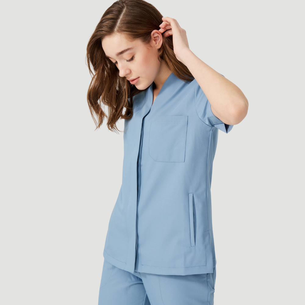 Women's Mostra Collar Two Side Pockets Scrub Top