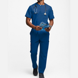 Men's 4-Pocket Short Sleeve Henley Scrub Top