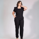 Women's Pleated Hem Elastic Waistband Scrub Pant