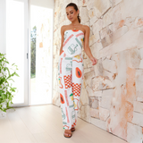 Printed Backless Top Loose Pants Two-Piece Set