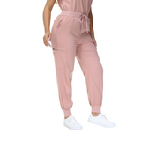 Barbara Eight-Pocket Jogger Scrub Pants with adjustable drawcord and vibrant drawstring.