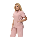 Alison Four-Pocket Scrub Top with mandarin collar and functional design.