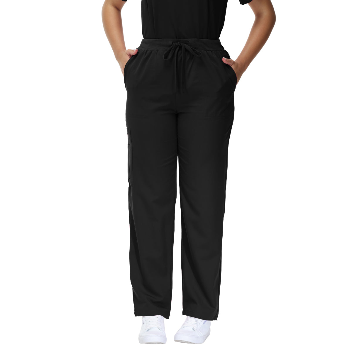 Beata Six-Pocket Straight Scrub Pants with adjustable drawcord and vibrant design.