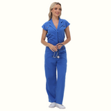 Women's Wide Leg SCcrub Jumpsuit With Front Tucks