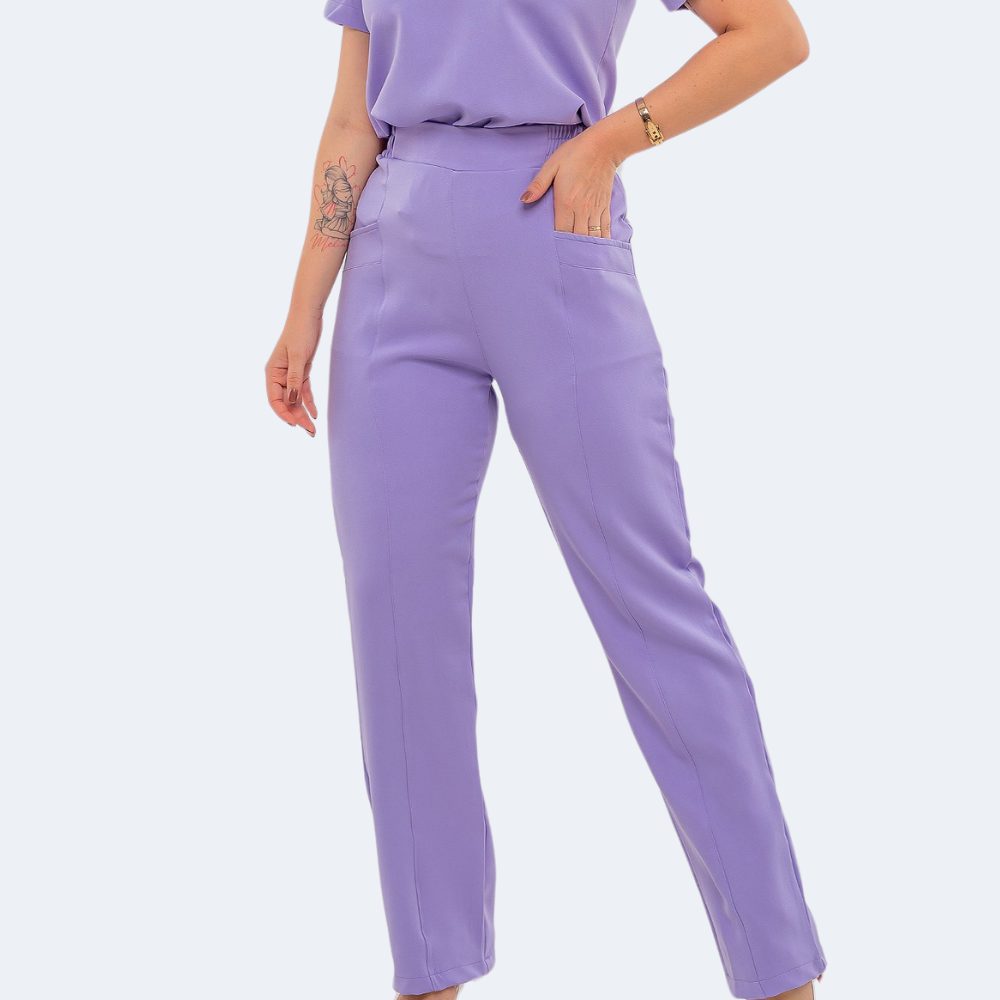 Women's Side Elastic Waistband Slim Fit Scrub Pant