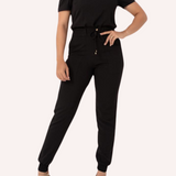 Women's Back Elastic Waistband Side and Back Pockets Scrub Pant