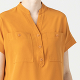 Banded Collar Scrub Top