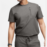 Men's 3-Pocket Short Sleeve Crew Neck Scrub Top