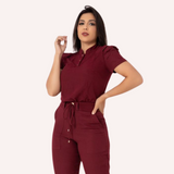 Women's Priest Collar Jabour Detail Sleeves Scrub Top