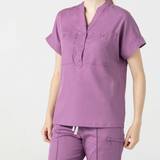 Banded Collar Scrub Top