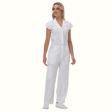 Women's Wide Leg SCcrub Jumpsuit With Front Tucks