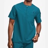 Men's 4-Pocket Short Sleeve Henley Scrub Top