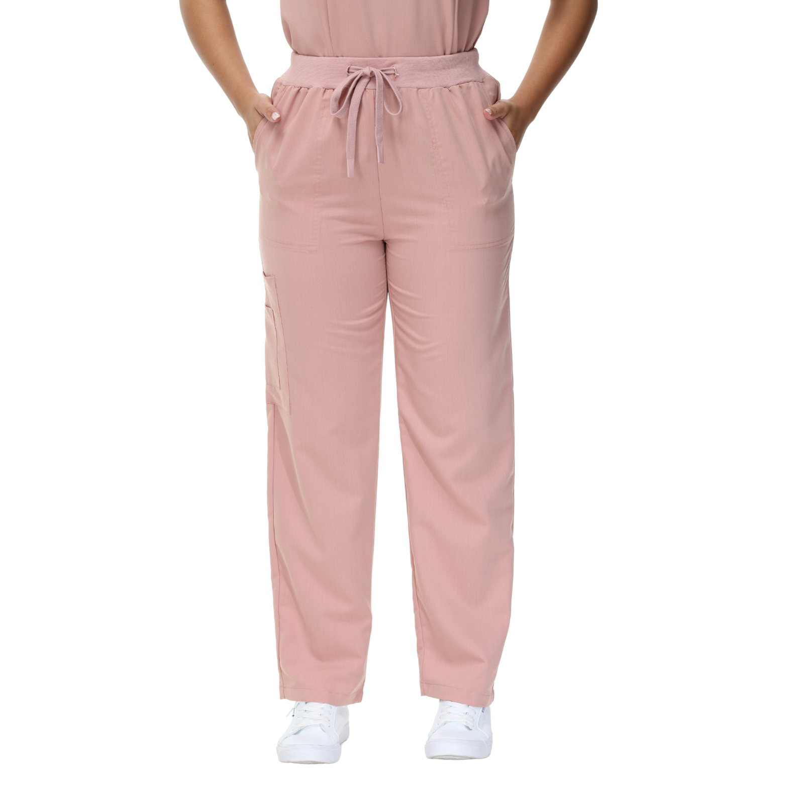 Beata Six-Pocket Straight Scrub Pants with adjustable drawcord and vibrant design.