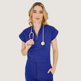 Women's Zipper Scrub Top