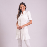 Women's Short Sleeves Priest Collar Lab Coat