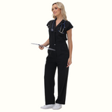 Women's Wide Leg SCcrub Jumpsuit With Front Tucks